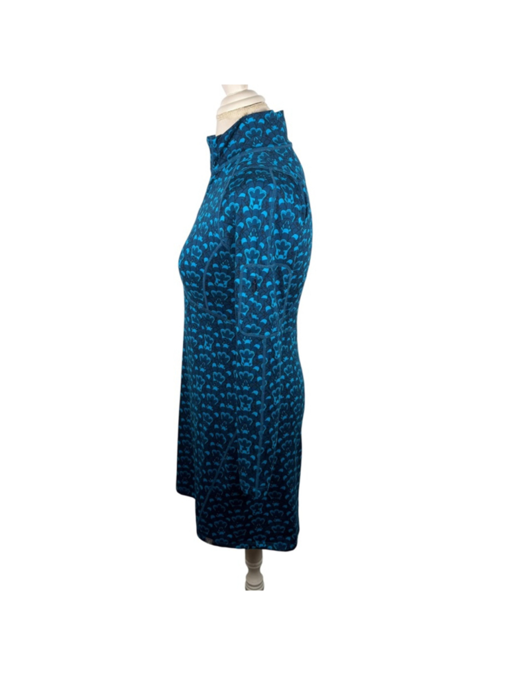 Title Nine Synergy Getaway Dress Womens XS Blue Print Mock Neck Long Sleeve - Picture 4 of 9